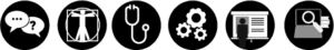 A row of icons depicting the variety of services that OHCOW offers