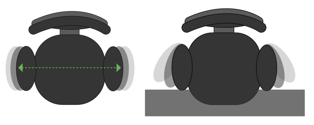 Illustration showing the length, width and position of the armrests on an office chair