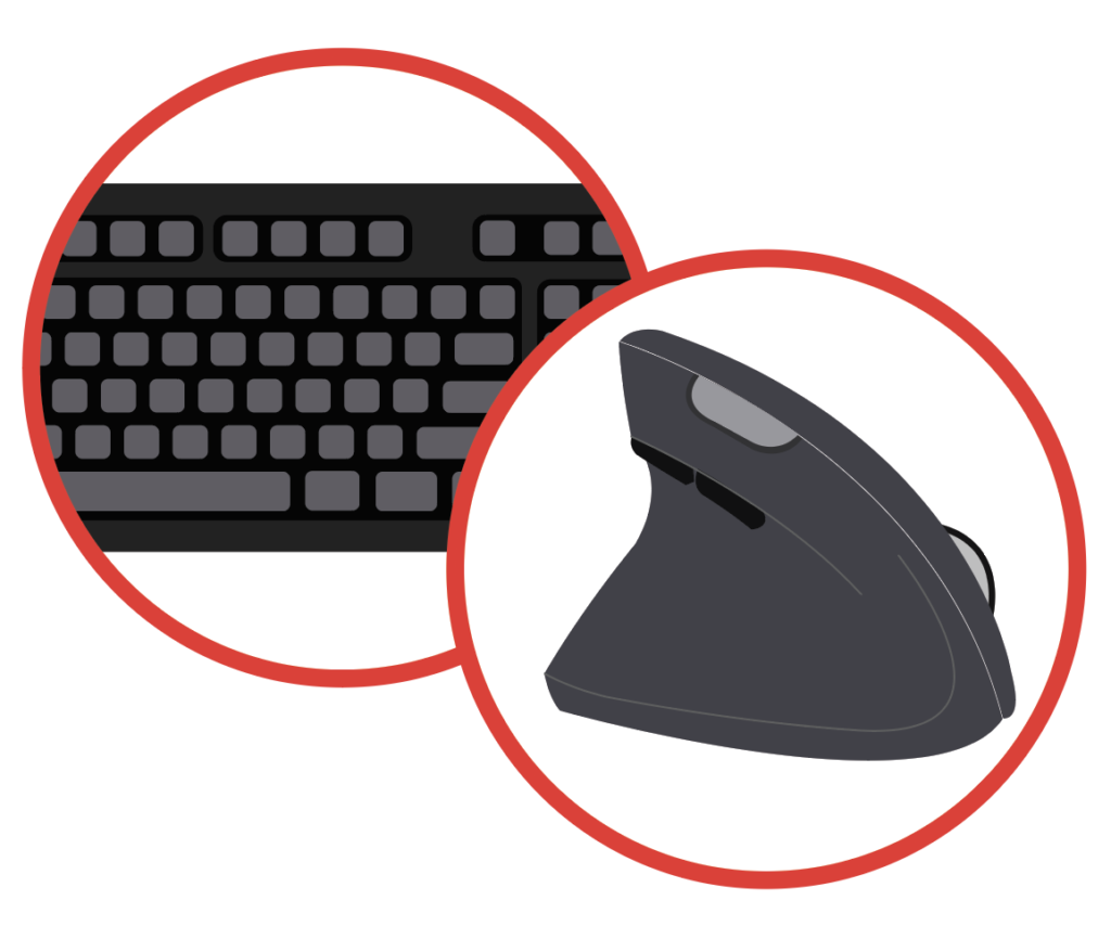 Overlapping icons of a keyboard and a computer mouse