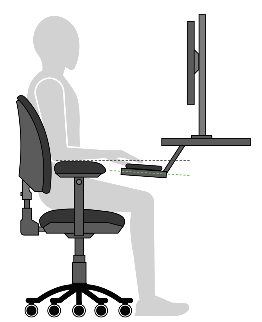 Illustration showing a keyboard on a slightly tilted work surface
