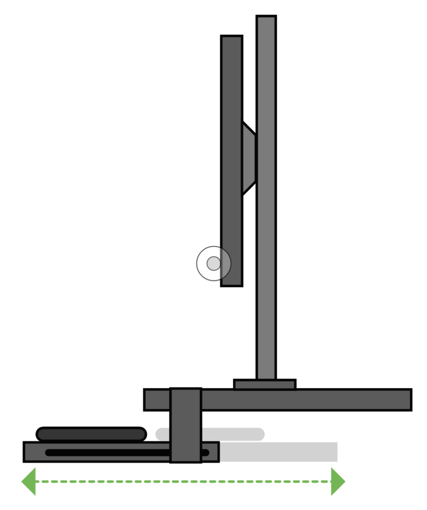 Illustration of a non-adjustable keyboard tray