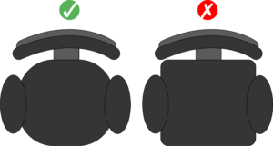 Illustration showing a proper seat pan with a well-rounded front edge as well as a poorly shaped seat pan with a square front edge