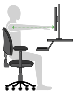 An illustration showing the optimum viewing distance for a computer monitor