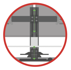 Icon depicting a desk mounted sit/stand workstation