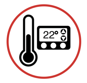 Icon showing a thermometer and thermostat depicting thermal comfort