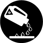 Icon of jug with a poison symbol on it pouring a clear liquid into a shaping mold