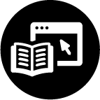 Icon of a book and tablet depicting the concept of learning