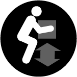 Icon showing a figure lifting or lowering a box
