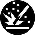 Icon depicting a welders torch creating dangerous particles