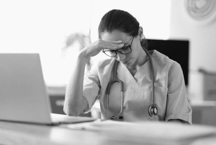 Photo of a stressed, burned out worker