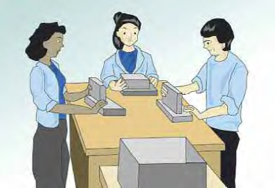 Illustration of workers working together to accomplish task