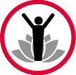 Icon showing person with raised arms standing inside a flower
