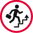 Icon showing person with briefcase climbing stairs