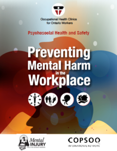 Cover image of the OHCOW Preventing Mental Harm in the Workplace guide
