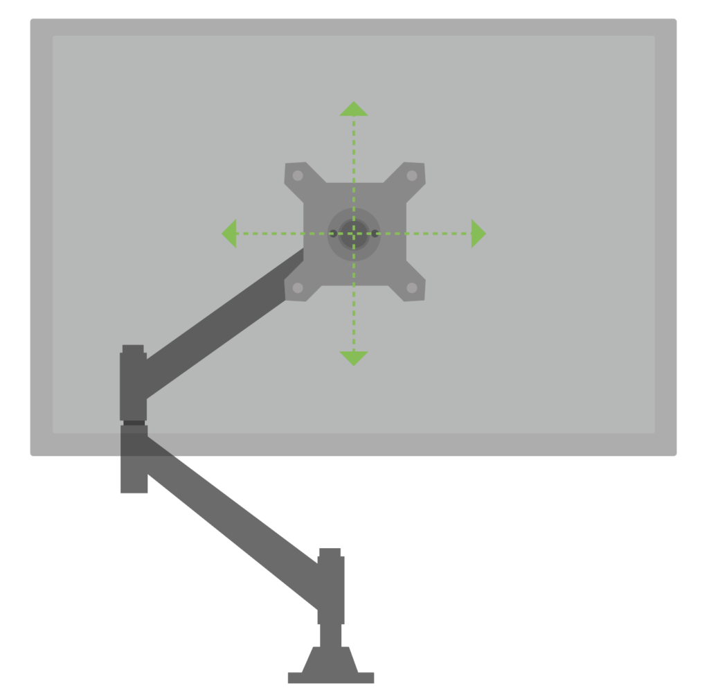 Illustration of the front view of an articulating monitor arm