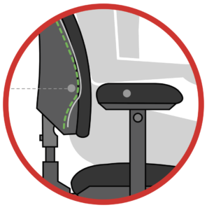 Icon illustrating the lumbar support in the backrest of an office chair