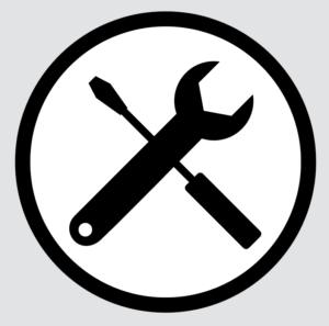 Icon of a wrench and a screwdriver depicting the concept of maintenance