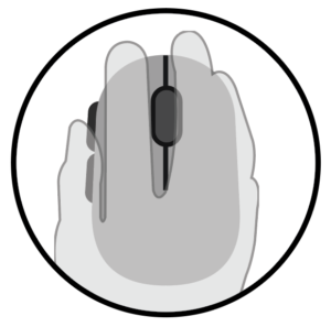 Icon showing a hand gripping a computer mouse