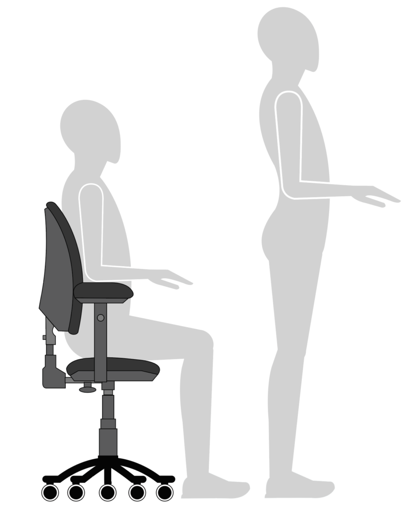 Illustration of two figures, one in a seated neutral posture and the other in a standing neutral posture