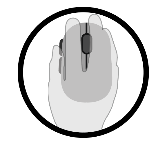Icon showing a hand on a computer mouse representing repetition