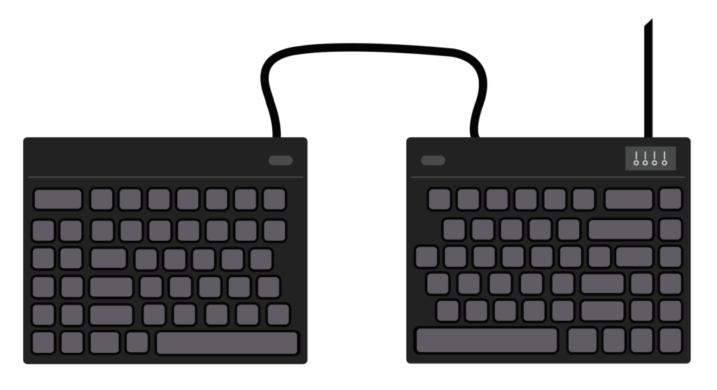 Illustration of a split keyboard