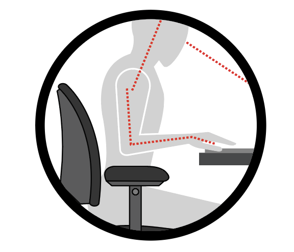 Illustration showing various static postures while working at a desk