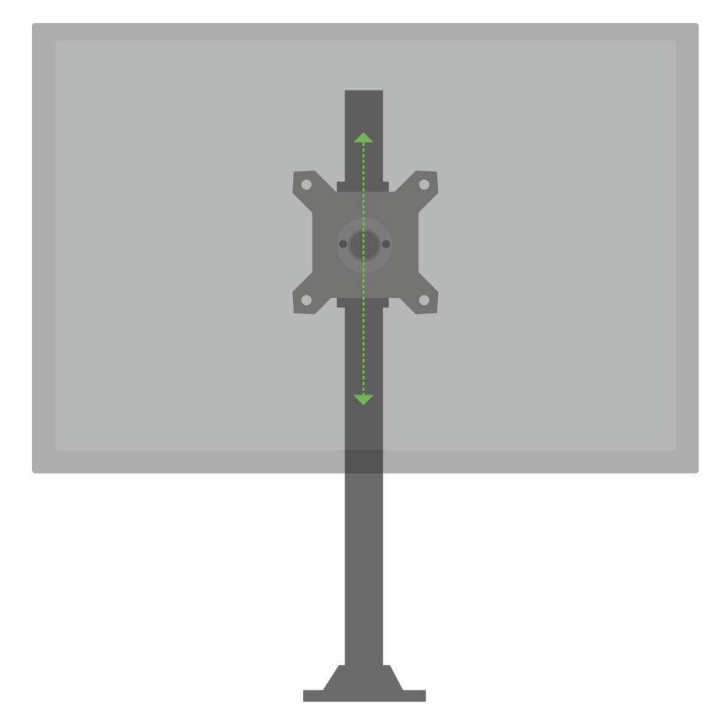 Illustration showing the front view of a stationary monitor arm