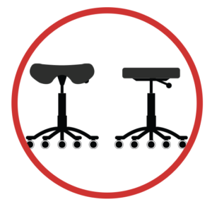 Icon of two types of office stools representing alternative seating devices