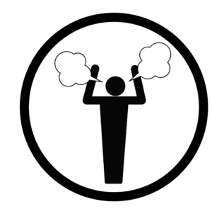 Icon showing a person being annoyed or distracted by noise