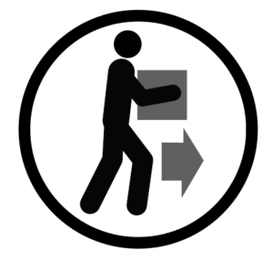 Icon of a person walking while carrying a box