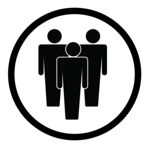 Icon showing a group of workers depicting the concept of co-workers
