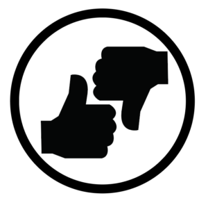 Icon of two hands, one with the thumb pointing up for "yes" and one with the thumb pointing down for "no" depicting the concept of individual preference