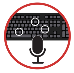 Icon showing a keyboard with keys highlighted and a microphone 