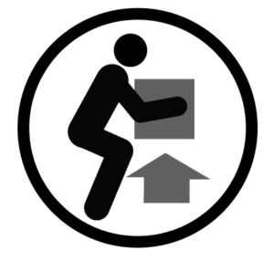 Icon of a figure lifting a box up off of the floor