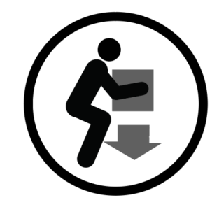 Icon of a figure lowering a box down to the floor
