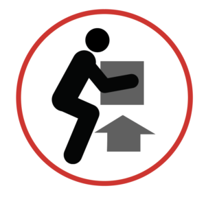 Icon showing a figure lifting a box depicting manual material handling