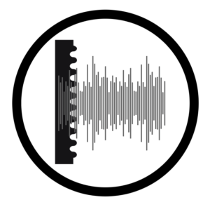 Icon showing sound waves being absorbed by a surface 