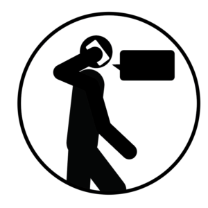 Icon depicting a person walking around while taking a phone call