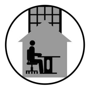 Icon depicting remote vs traditional work arrangements