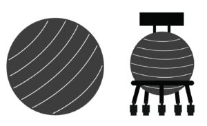 Illustration of a stability ball as well as a stability ball chair