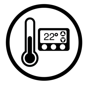 Icon of a thermometer and a thermostat depicting the concept of thermal comfort