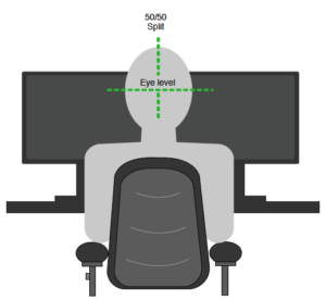 Illustration of two computer monitors with a 50/50 vision split