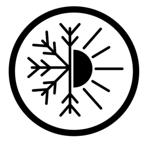 Icon of a snowflake and a sun depicting the concept of warm and cold