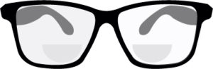 Illustration of a pair of bi-focal glasses