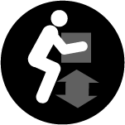 Icon showing a figure lifting or lowering a box
