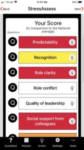 Screenshot of your score screen from the OHCOW StressAssess App