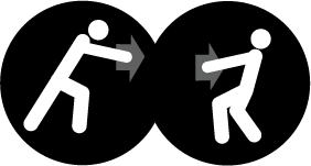 Icon showing a figure pushing and pulling an object