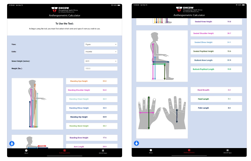 Thumbnail images of OHCOW's Anthropometric calculator