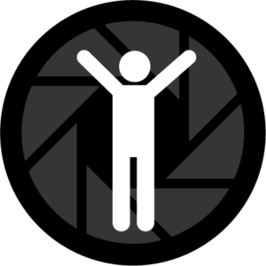 Icon of an exposure lens with a figure overlapping