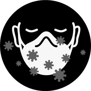 Icon of a face with a mask protecting the person from airborne germs